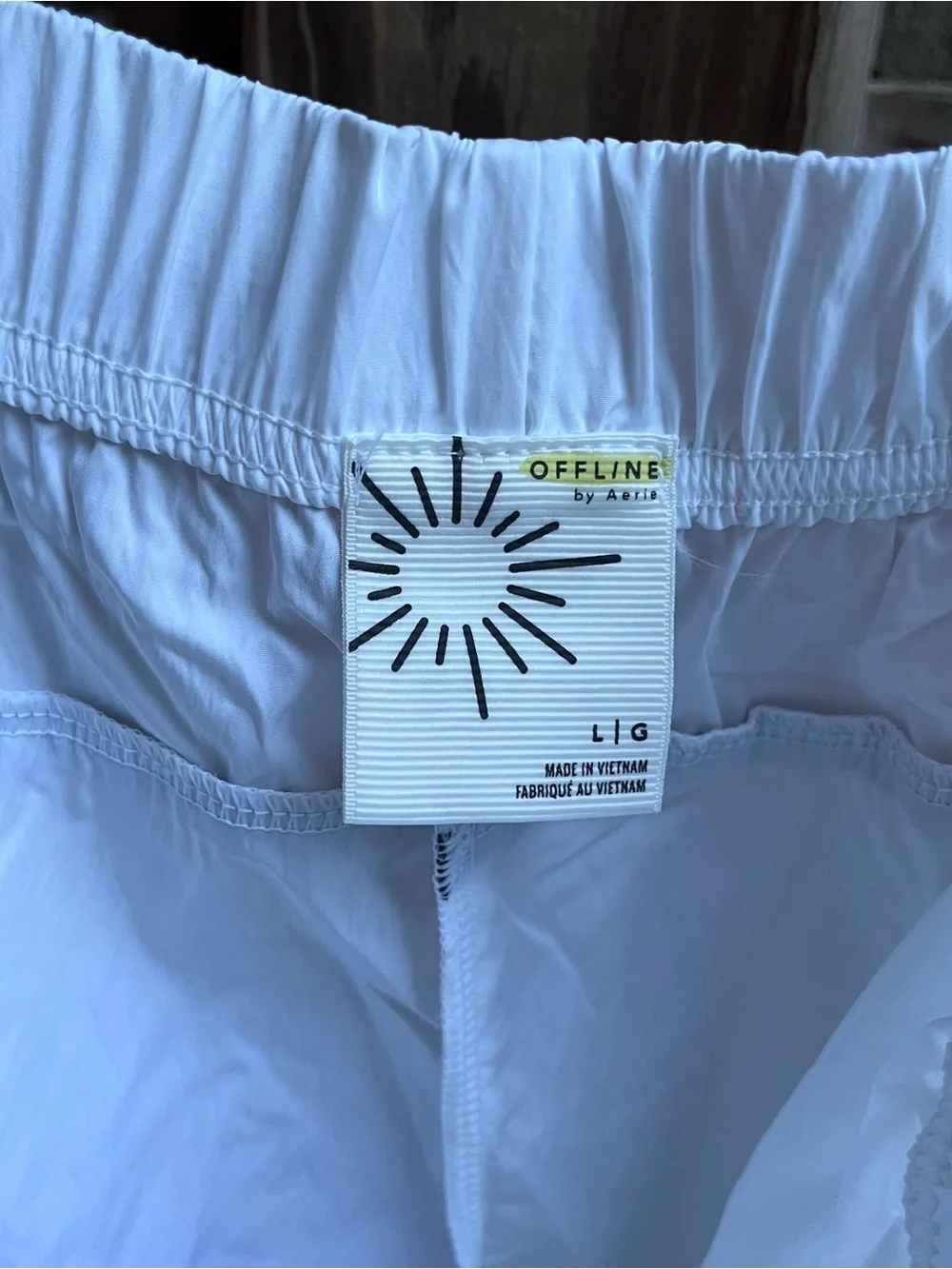 aerie White Athletic Shorts with Black Trim